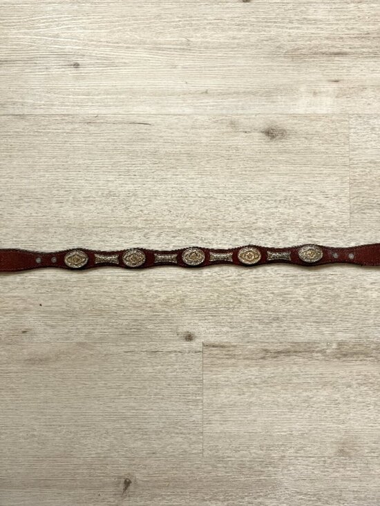 Vintage Western Leather Belt Silver Concho Tooled Brown Cowboy Size 40 main image 7